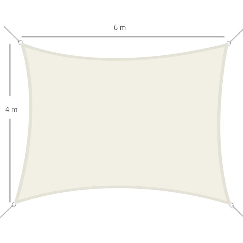 VELA OMBREGGIANTE RETTANGOLARE 4 X 6 MT COLORE BIANCO CREMA