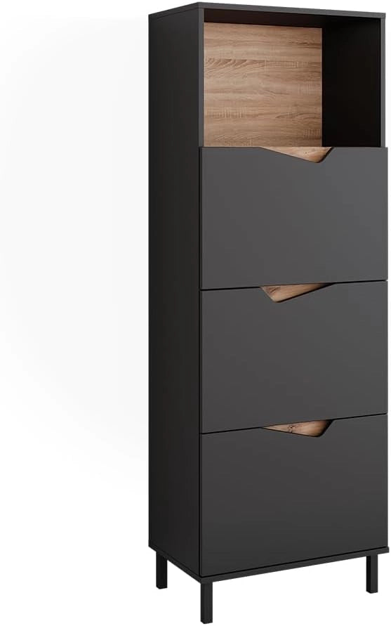 Credenza Marelle, Bianco/Artisan, 60 x 169.5 cm con 4 scomparti, per la conservazione di abbigliamento e oggetti per la casa