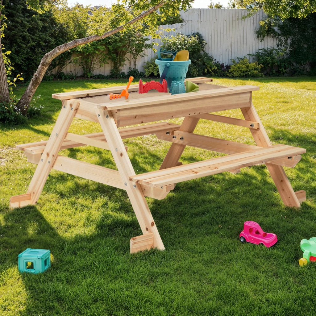 IDMarket - Tavolo da picnic in legno FOODY per bambini con sabbiera integrata