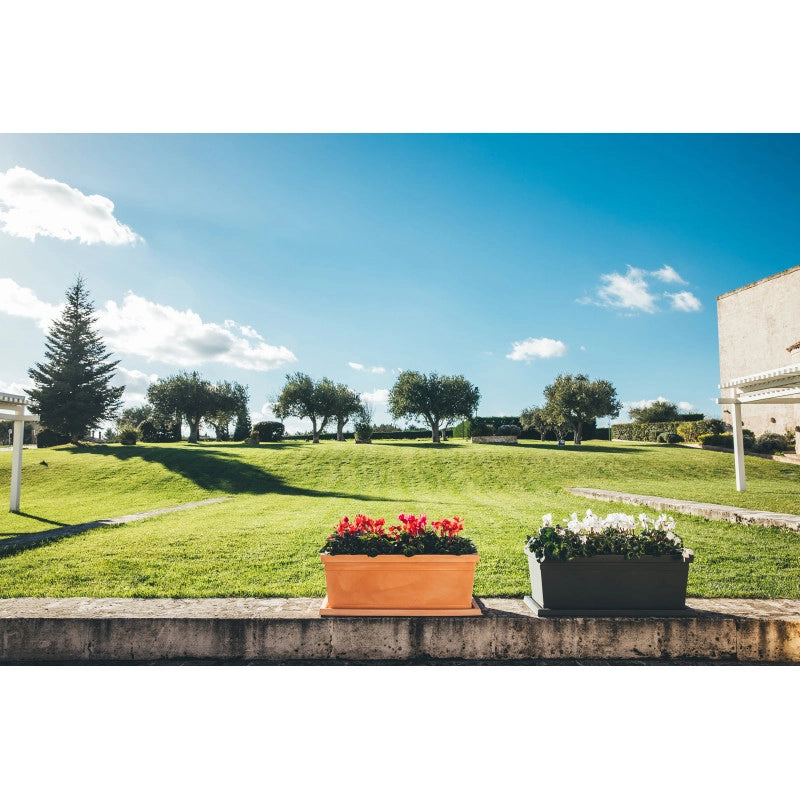 Vaso Fioriera decorativo classico tradizionale 100x47 H38 in polimero resistente antracite per piante per giardini e terrazze - Made in Italy