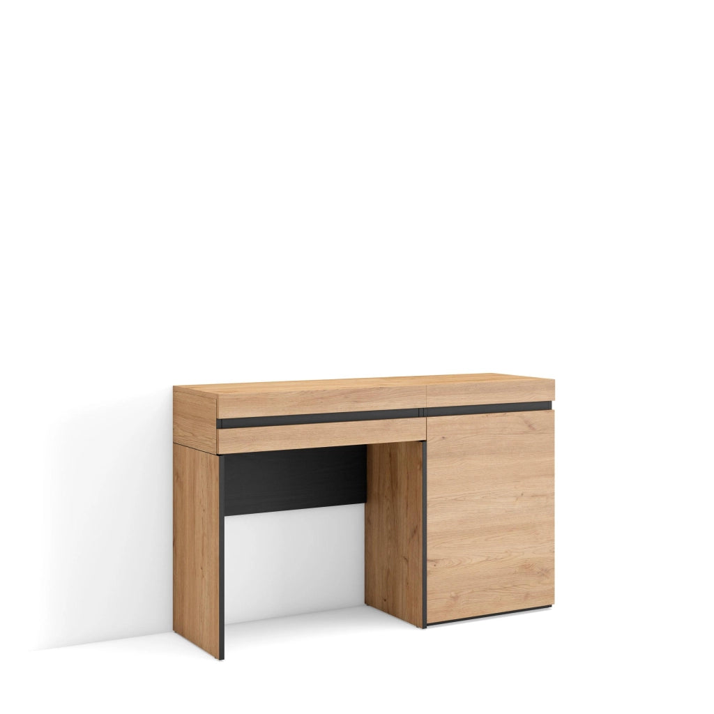 Tavolo da toeletta, 121x35x75cm, Con cassetto, Camera da letto, colore Rovere RF3477