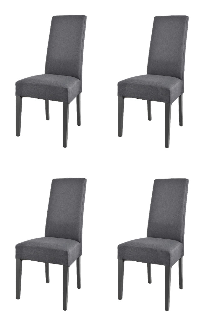 Set 4 sedie Chiara Tommychairs, struttura in faggio grigio scuro, seduta e schienale imbottiti e rivestiti in tessuto