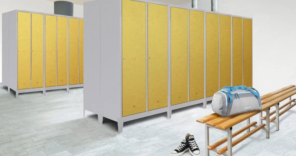 Armadietto spogliatoio con tramezza sporco/pulito a 2 ante cm. 97x50x180h