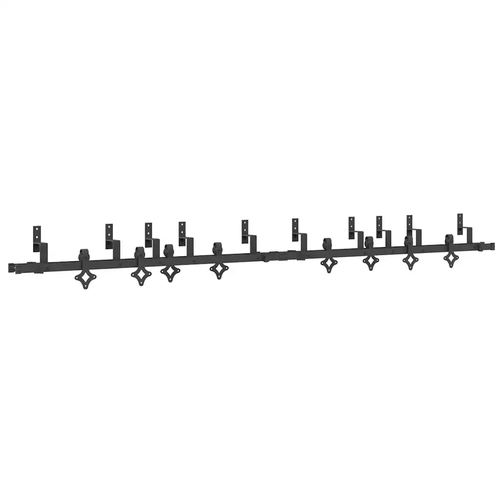 Kit di Binari per Porte Scorrevoli 305 cm Acciaio Nero CFW3704592