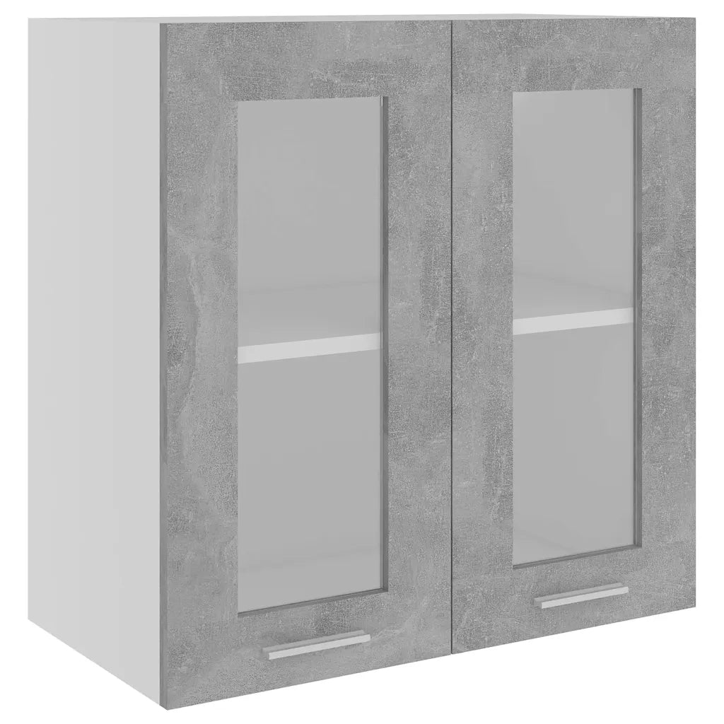 Armadio pensile | Mobile Pensile con Vetro ¡°Lyon¡± Grigio Cemento 60x31x60 cm