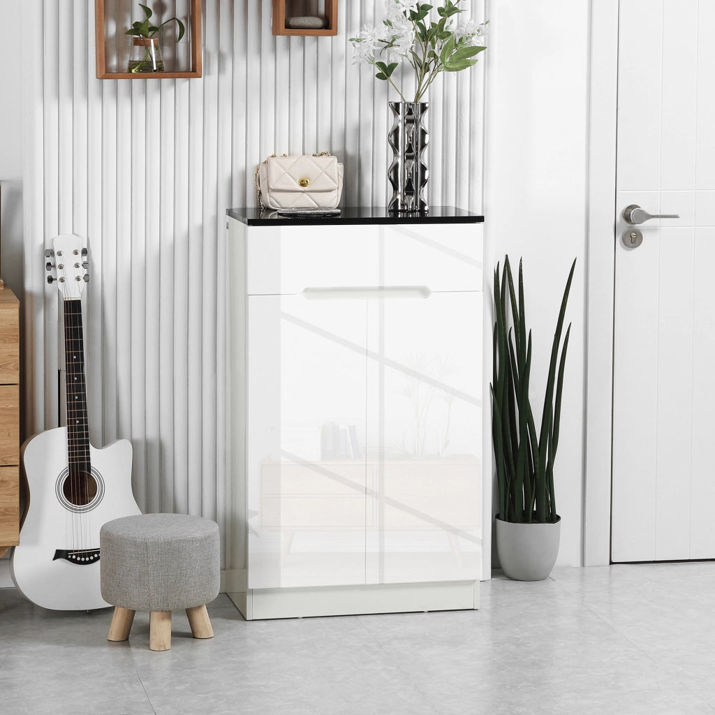 Scarpiera Slim con Cassetto e Ripiani Regolabili ¨C zephmum ¨C Truciolato Bianco 60x32x100 cm