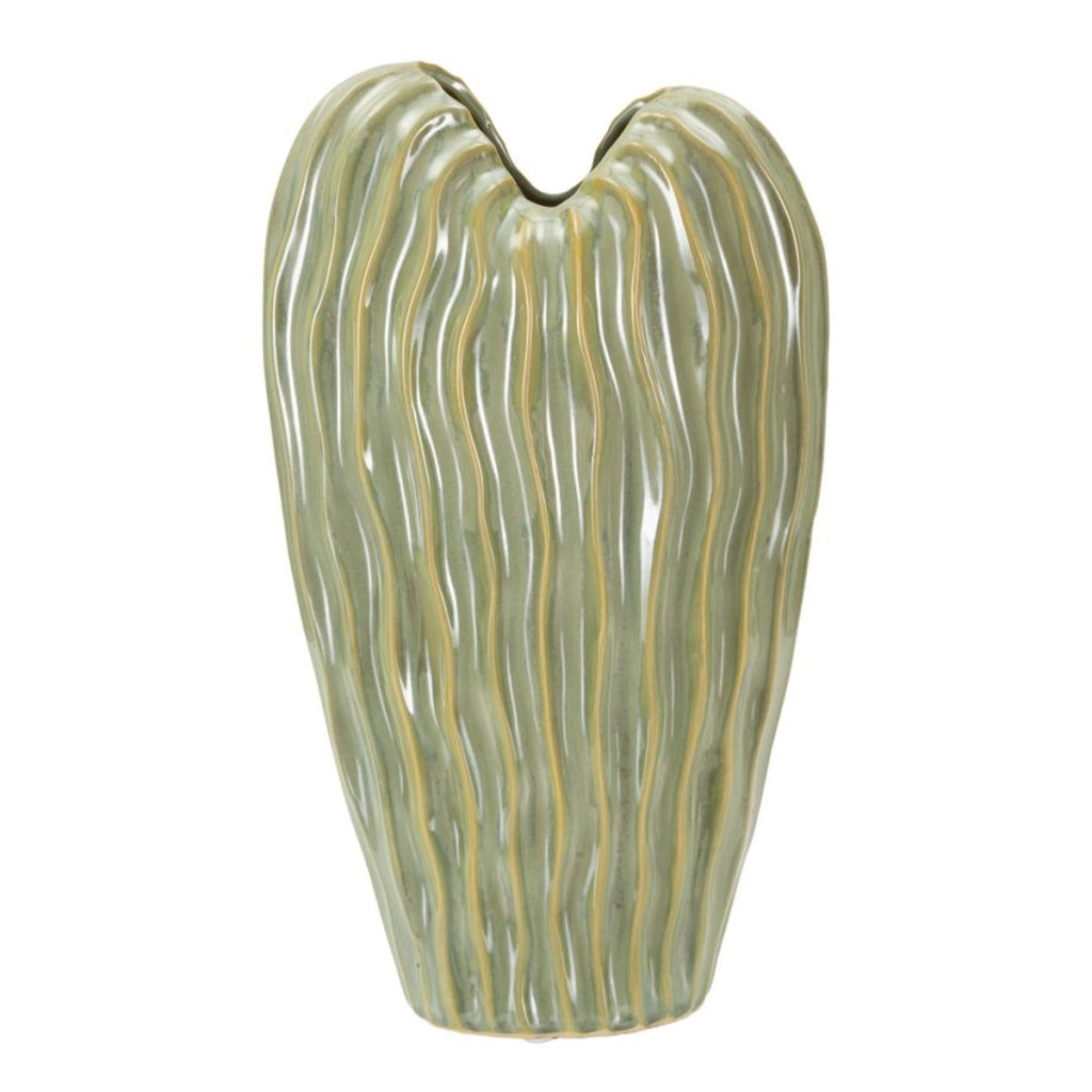 Vaso Decorativo VKH840, Verde, Ceramica, 22x10x39 cm