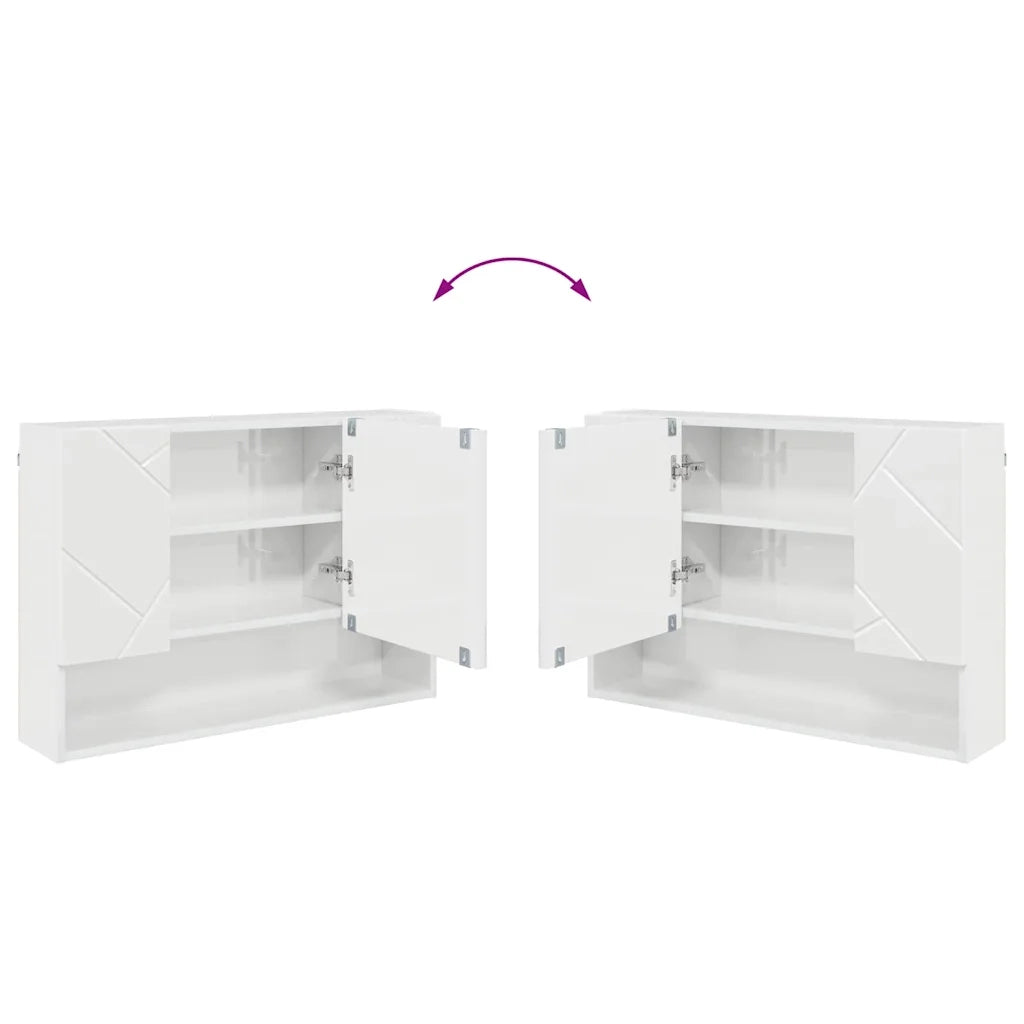 Mobiletto per specchio con porta Bianco Lucido 80 x 17 x 55 cm
