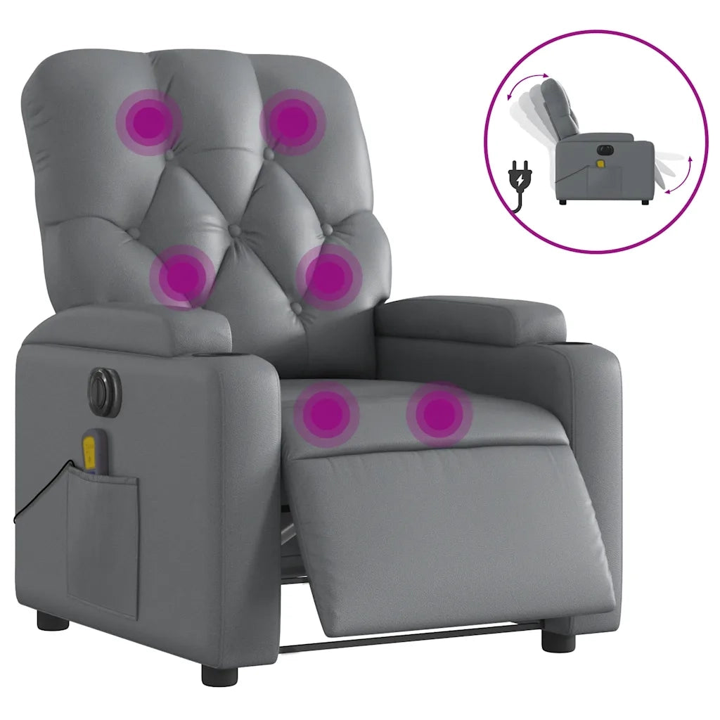 Divano Sedia-Poltrona Massaggiante Elettrica Reclinabile Grigio Similpelle 966512