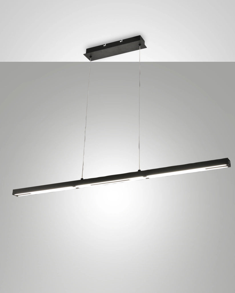 Lampada a Sospensione LED Ling 40W 4800lm 3000K, Struttura in Metallo e Metacrilato Nero, Classe 2, Dimmerabile - Ling Series