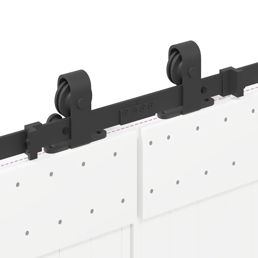 Kit di Binari per Porte Scorrevoli 366 cm Acciaio Nero CFW2068920