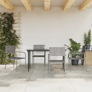 Set da Pranzo da Giardino 5 pz Nero Grigio Polyrattan e Acciaio