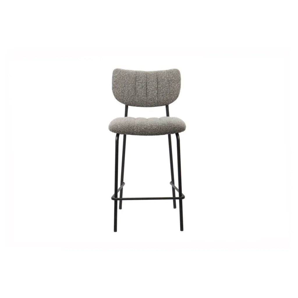 Sedia da banco VENTURA – Tessuto grigio scuro – Gambe in metallo nero – Altezza 97 cm – Stile design/industriale