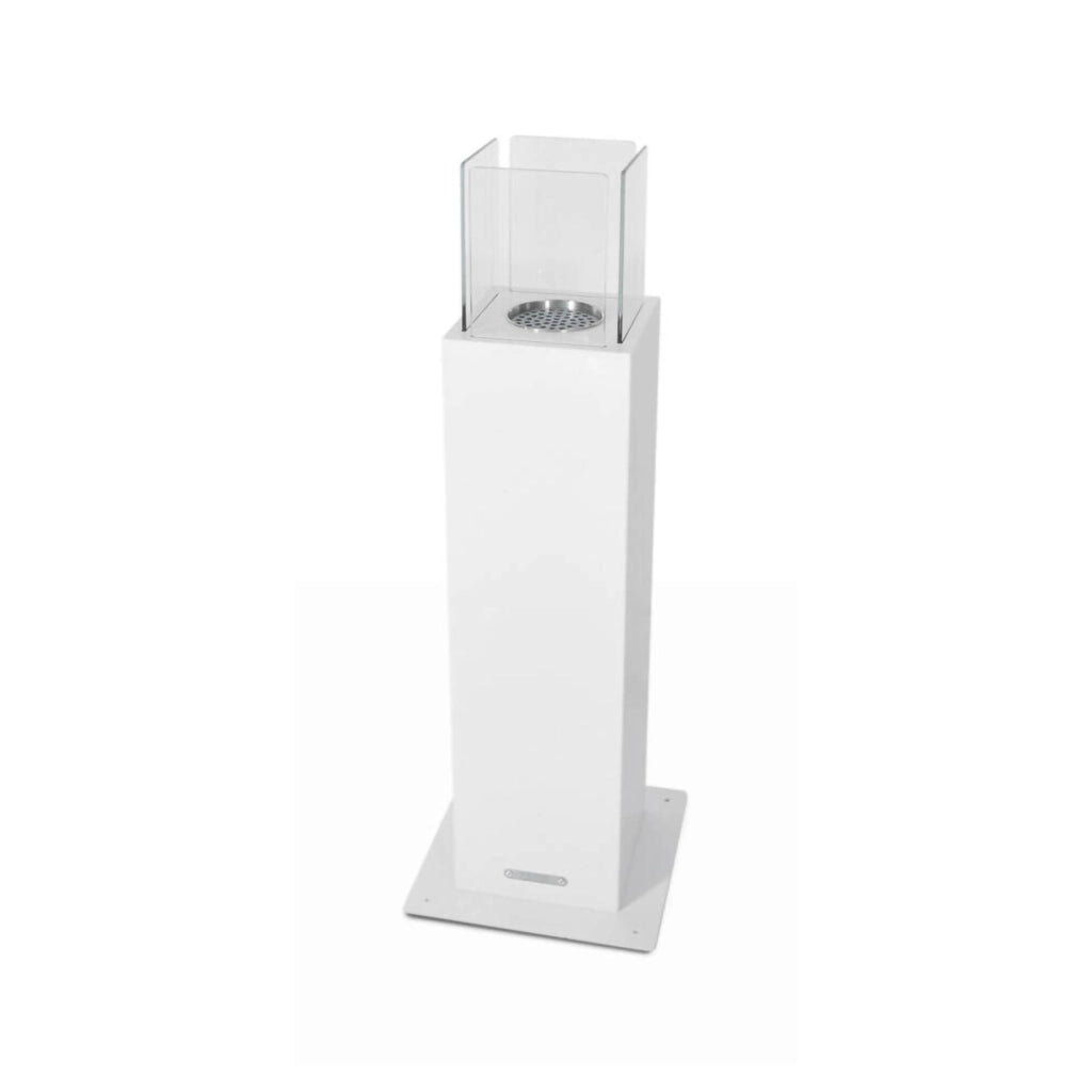 Camino a bioetanolo Arba, Caminetto ecologico, Focolare senza fumo, Riscaldatore ad etanolo, Made in Italy, 20x20 h70 cm, Bianco