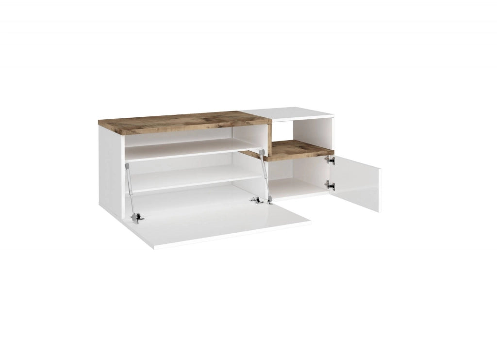 Graziella, Mobile da Ingresso 3 Ripiani Made in Italy, 120x40x154h cm Bianco Lucido