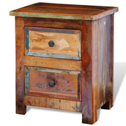 Comodino con 2 Cassetti in Legno Massello di Recupero 241643