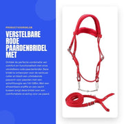 Accessori equini - Paio di cavalli - Raccordabile - Testa di cavallo rossa - Morso snaffle rimovibile - Cuscino morbido - Materiale PP duraturo