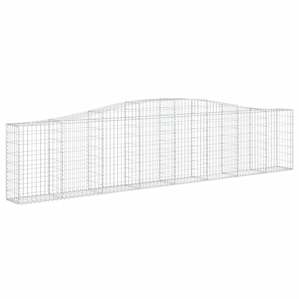 Set di 8 gabbioni ad arco per recinzione gabbia o muro di contenimento 400 x 30 x 80/100 cm ferro zincato argento 02_0041219