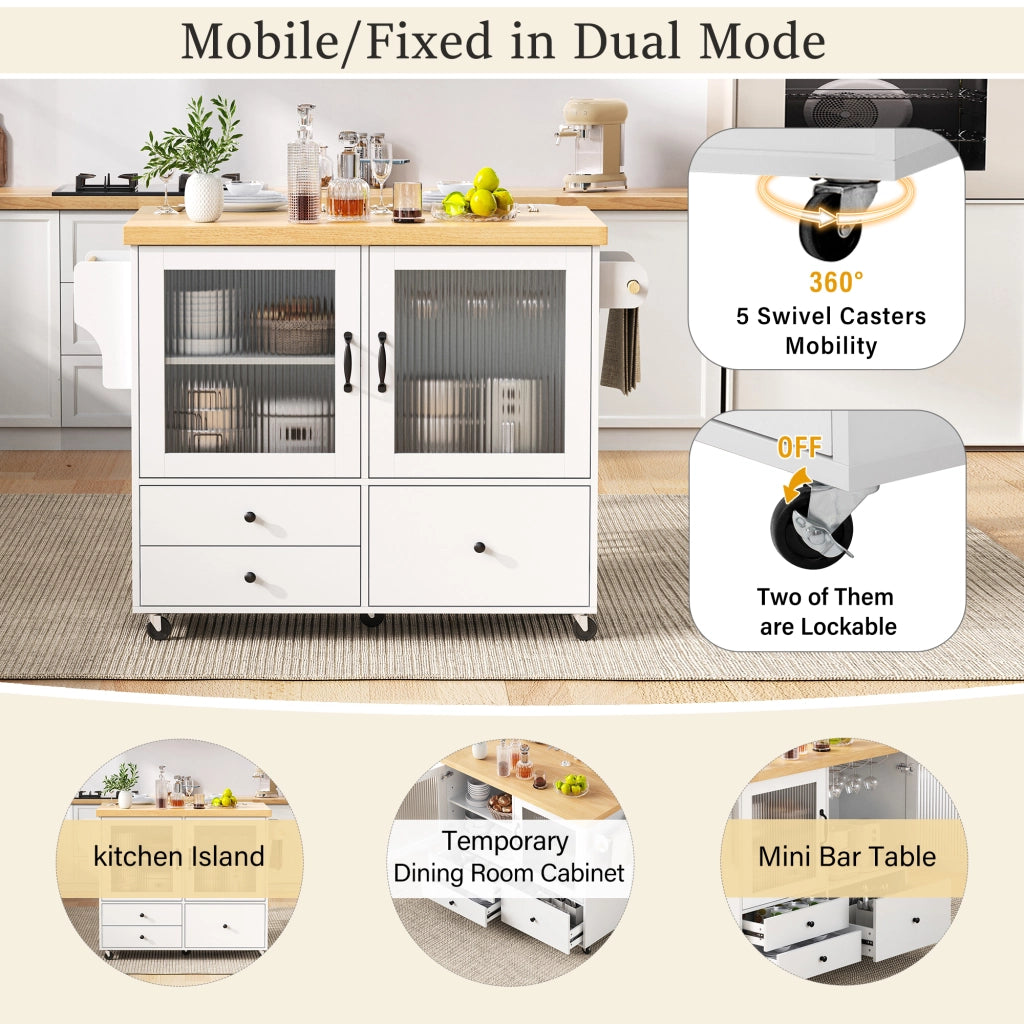 Carrello da cucina con 2 ante; cassetti; piano ribaltabile; portaasciugamani e portabicchieri; in MDF; 100 x 42-70 x 91;5 cm