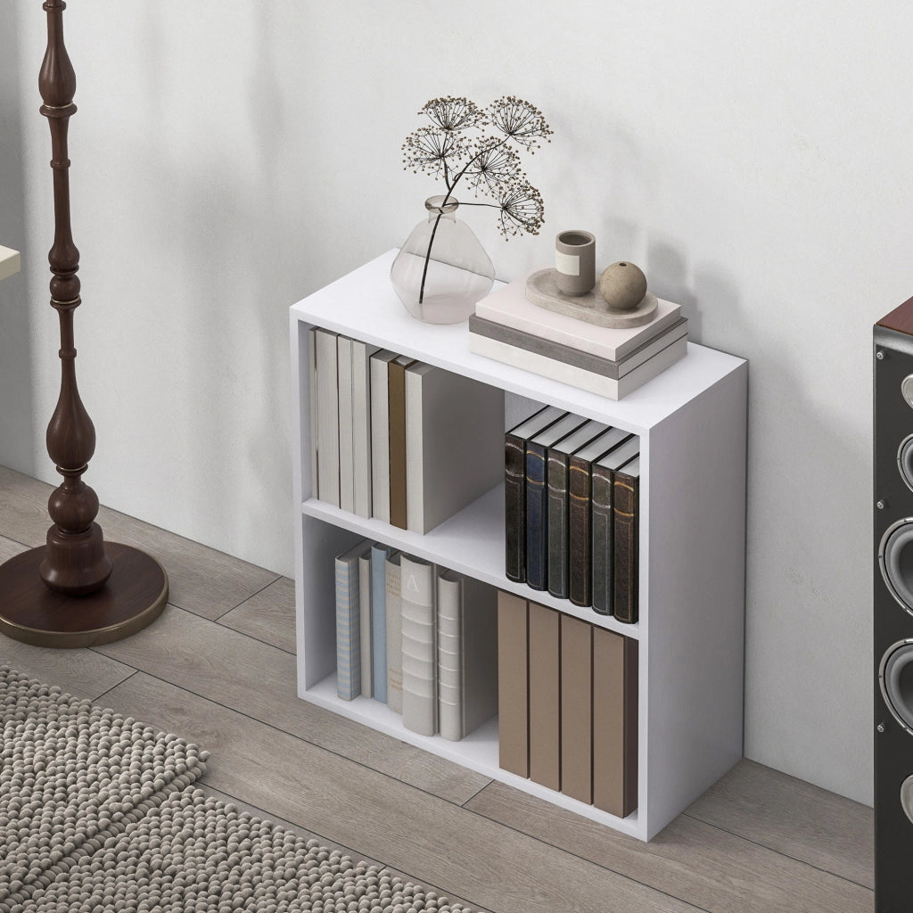 Libreria scaffale con 2 scomparti e ripiano regolabile ¨C zephmum ¨C bianco 60x24x63 cm