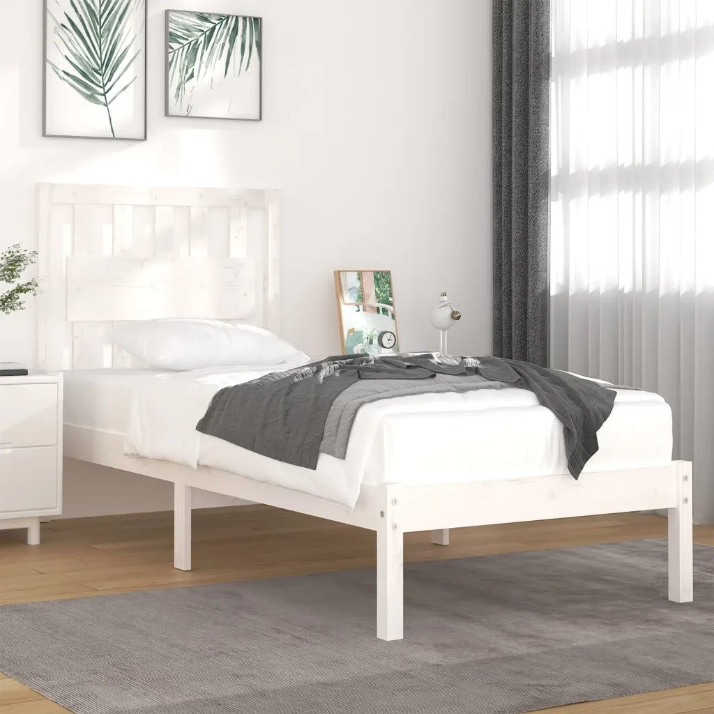 Giroletto-Struttura Letto Bianco in Legno Massello di Pino 90x200 cm 715090