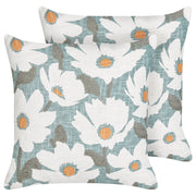 Set di 2 cuscini in cotone blu con motivo floreale, fatti a mano e sfoderabili 45 x 45 cm con imbottitura stile boho