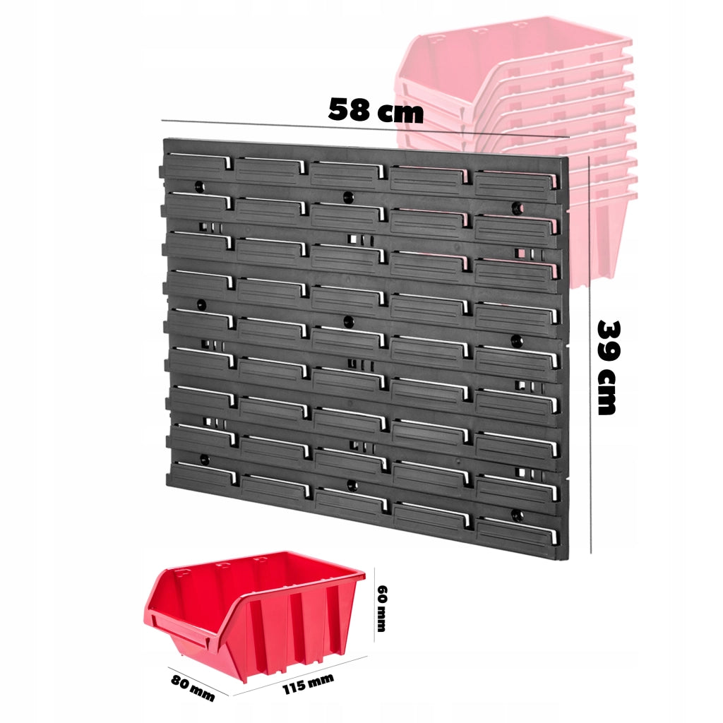 Pannello portautensili KADAX da parete per officina, 58x39 cm, 6 scomparti, 20 supporti, garage.