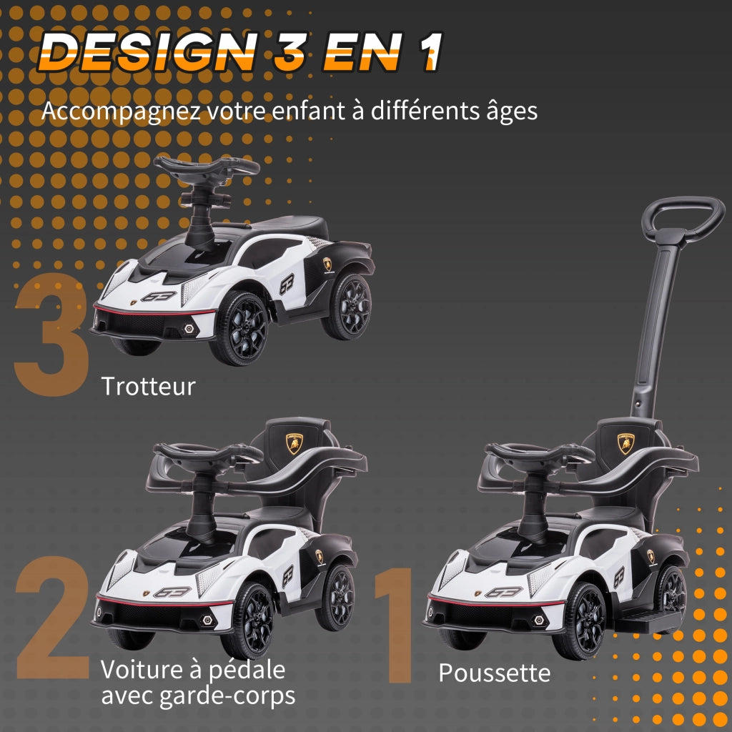 Portagiochi per Bambini 1-3 Anni con Volante e Klaxon ¨C Zephmum ¨C Bianco