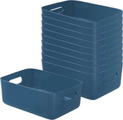 Set di contenitori in plastica premium da 10 pezzi - azzurro - 25 cm - organizzatore con maniglia per cucina, armadio, bagno