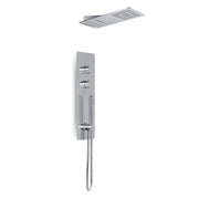 Wall kit a parete da incasso a muro acciaio inox + soffione doccia a parete acciaio inox punta quadrata con cascata