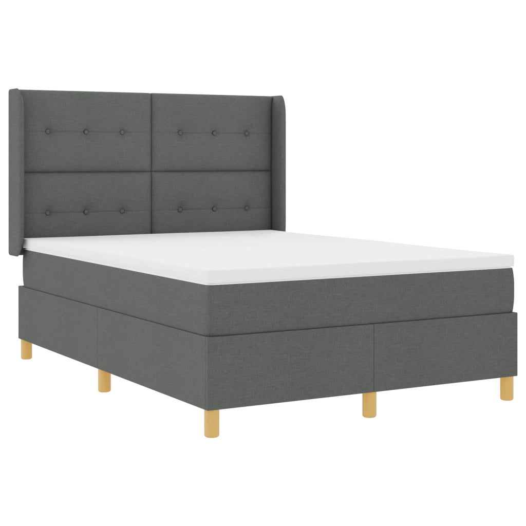 Letto a Box con Materasso - Grigio Scuro, 140x200 cm Tessuto