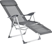 Sedia Esterna Reclinabile - Grigio Scuro - Comoda fino a 130 kg