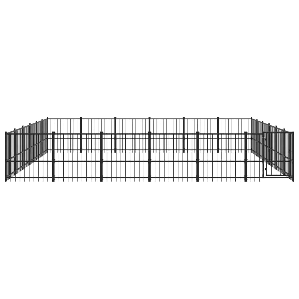 Cuccia gabbia per animali da esterno pac per cani in acciaio 33,87 m² nero 02_0041840