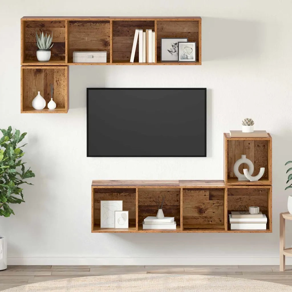 vidaXL Set mobile TV 4 pcs Legno vecchio 37 x 37 x 142.5 cm
