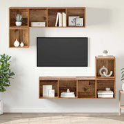 vidaXL Set mobile TV 4 pcs Legno vecchio 37 x 37 x 142.5 cm