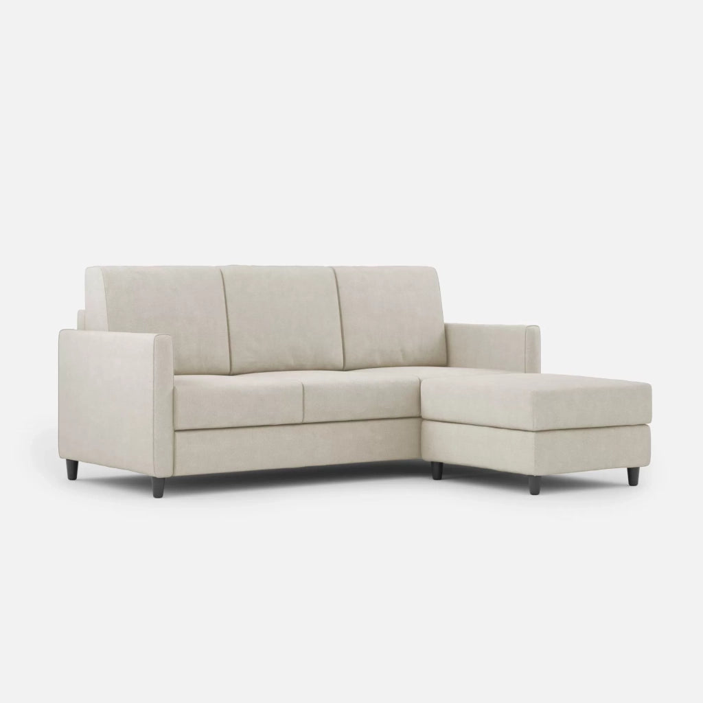 Divano karay 3 posti (tre sedute da 60cm) + pouf misure esterne l.198 p.155 | latte - Mobili 2G