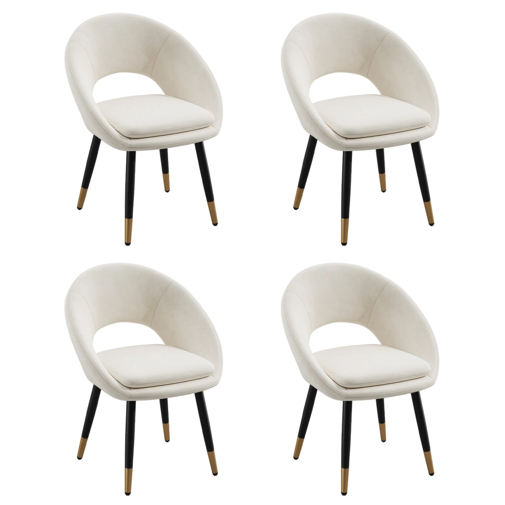 Sedie da Pranzo in Velluto ¨C Xylo ¨C Beige, Set 4 Pezzi, Stile Moderno