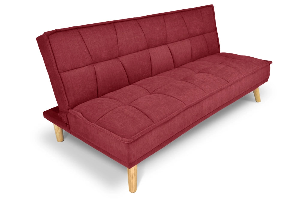 Divano letto clic clac in tessuto vellutato bordeaux, divano 3 posti - Bart - DL-BA21FBC