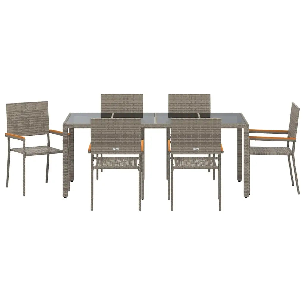 Set da Pranzo per Giardino 7 pcs Grigio polyrattan 3365397