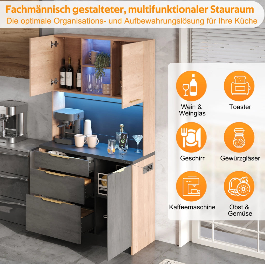 Colonna cucina moderna in MDF con LED e presa USB