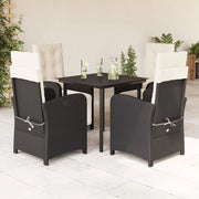 Set da Pranzo da Giardino 5 pz Nero con Cuscini in Polyrattan 3212302
