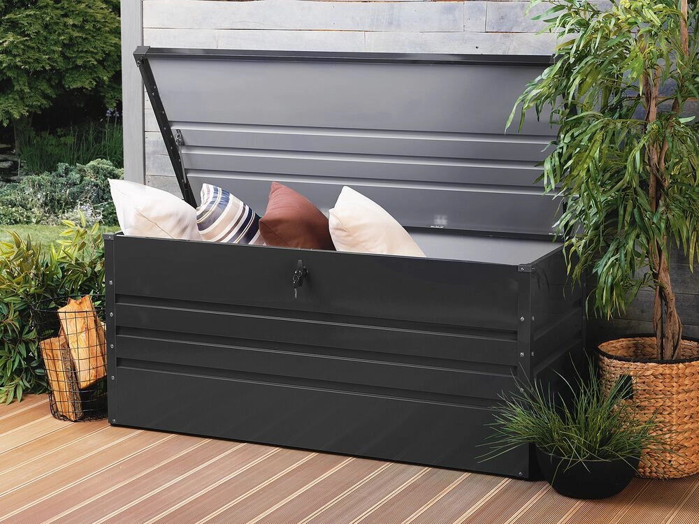 Cesta baule portaoggetti da esterno in acciaio zincato grigio 400 lt giardino industriale