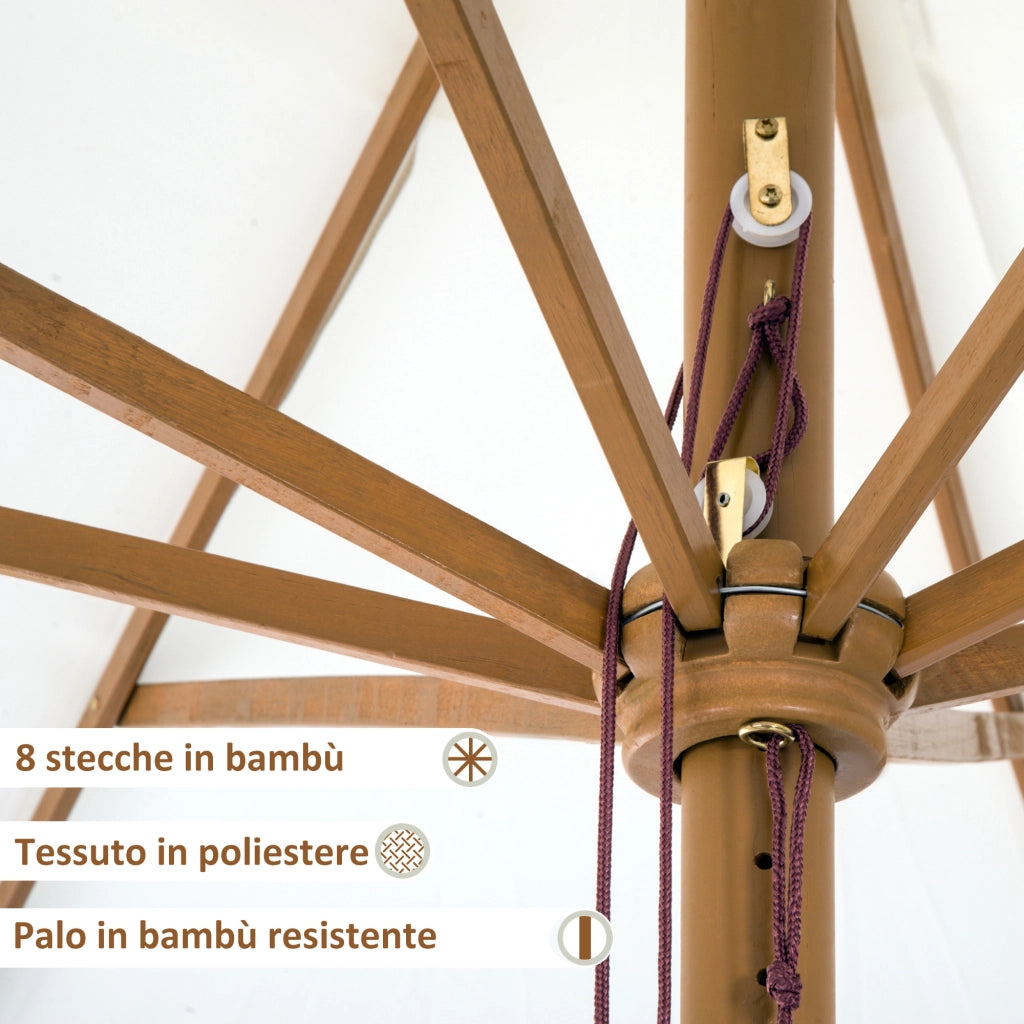Ombrellone da Giardino in Bamb¨´ e Poliestere ¨C zephmum ¨C Crema ?325x250 cm