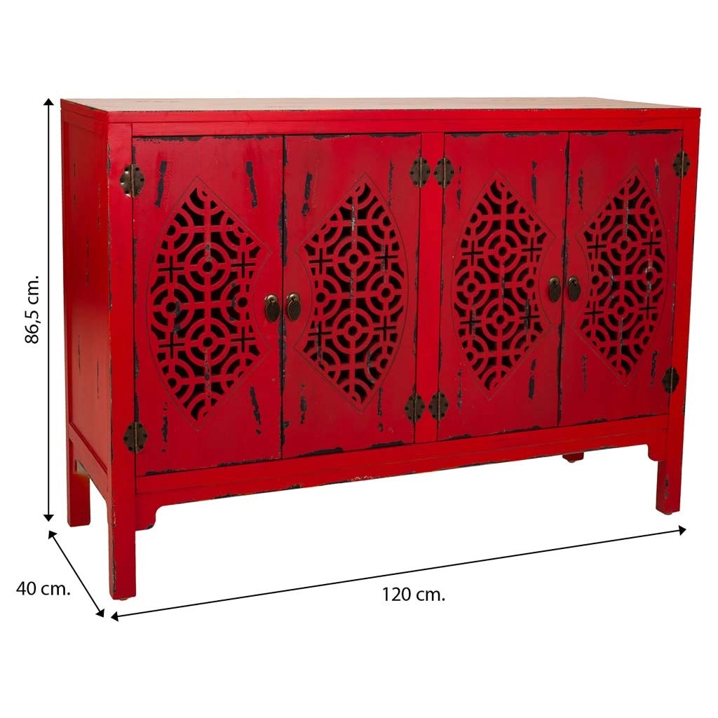 Credenza in legno rossa 120x40x86,5h