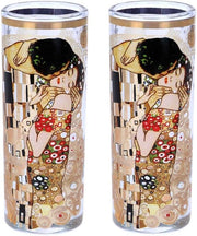 Set di decorazione per bicchieri da 2 con dipinto ispirato a "Il Bacio" di Gustav Klimt 60ml