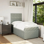 Giroletto a Molle con Materasso Grigio Chiaro 80x200 cm Velluto