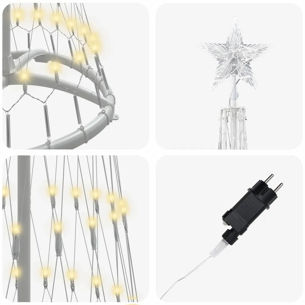 Albero di Natale LED-Luci decorative natalizie Bianco caldo 51 x 51 x 190 cm Metallo
