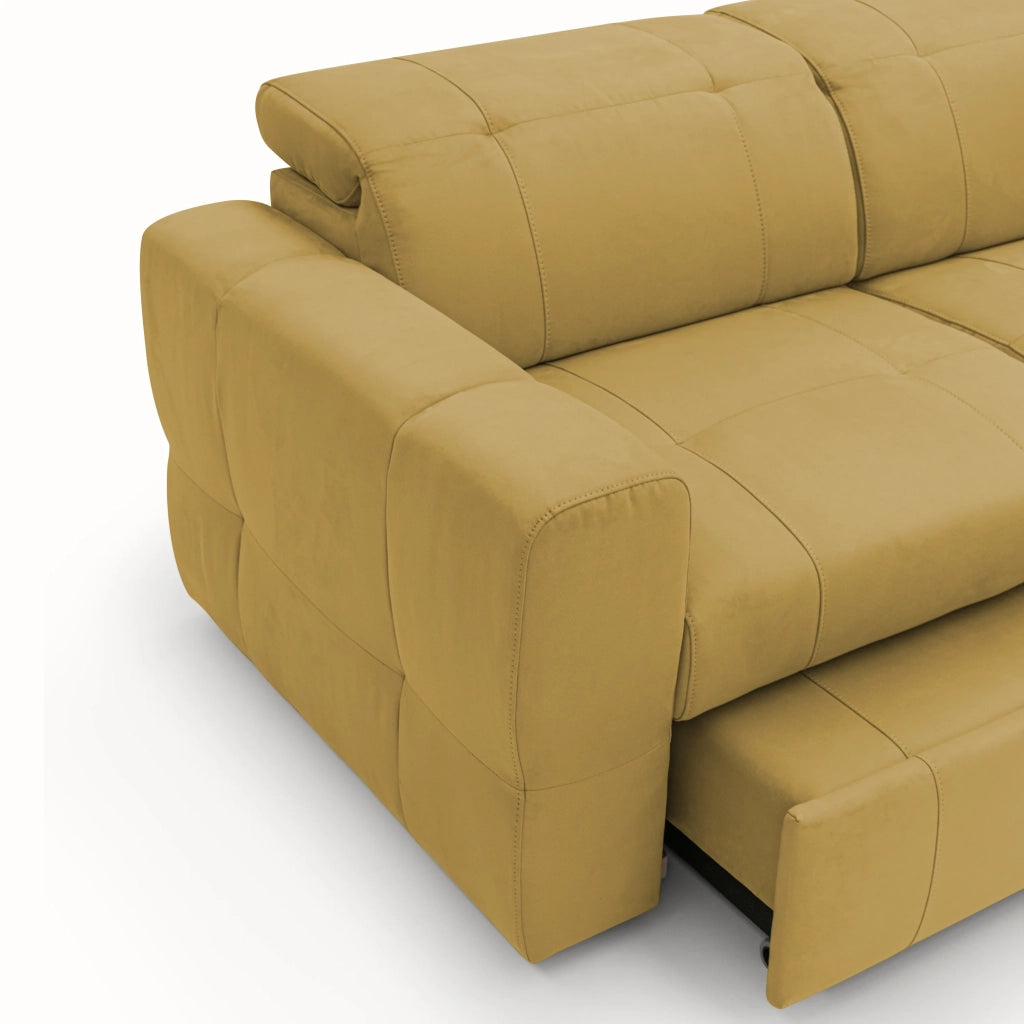 Kronos Divano con estraibile e poggiatesta reclinabili in morbida microfibra impermeabile T11 193 cm giallo
