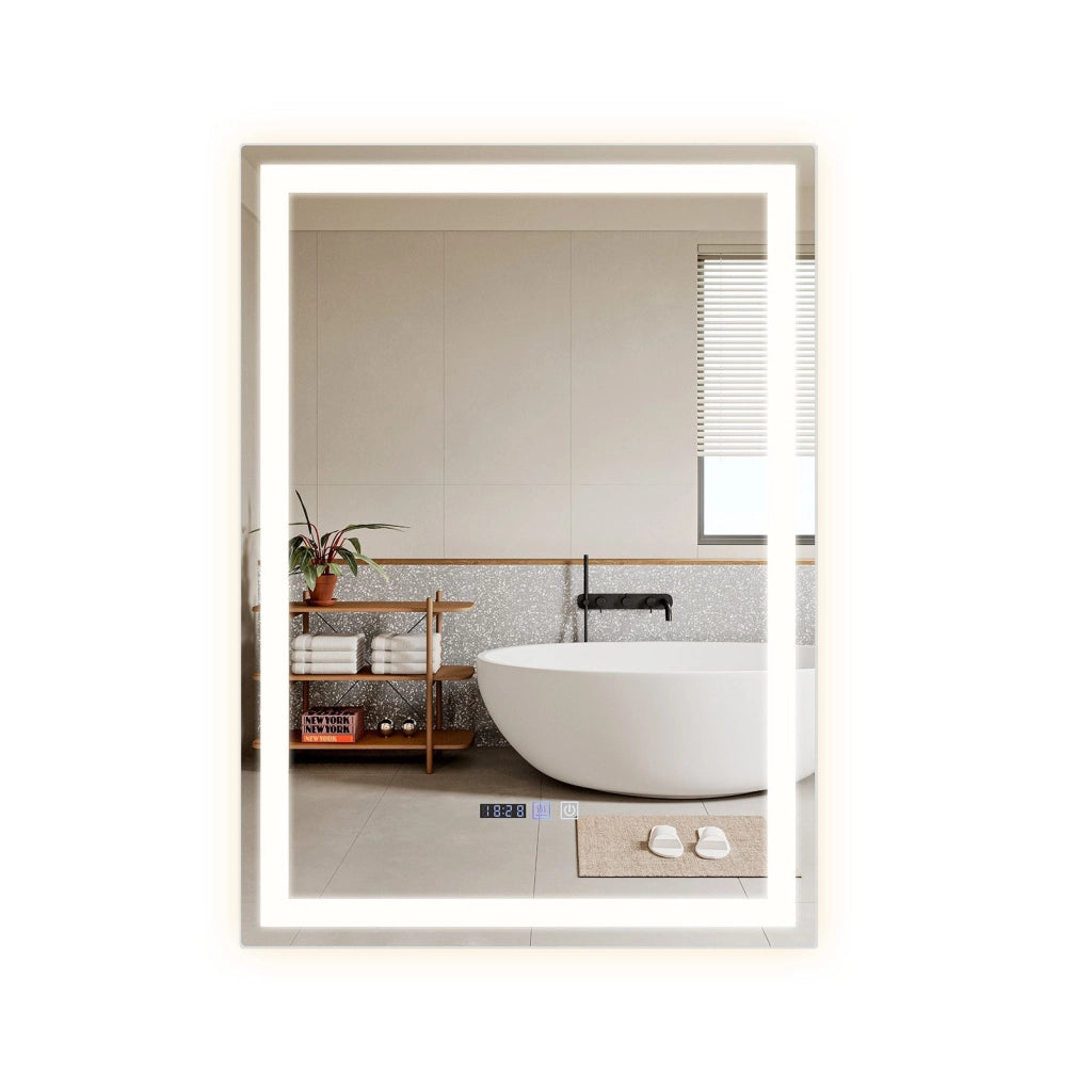 ZMH Specchio da bagno con illuminazione a LED Bagno con funzione touch Specchio da parete bianco