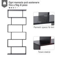 Libreria Legno Design Moderno con 6 Ripiani 80 × 23 × 192cm Nero